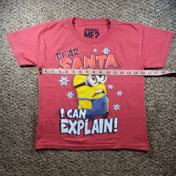 Despicable Me 2 Dear Santa, I Can Explain! Kids Christmas Shirt Size XS Red - Picture 4 of 6